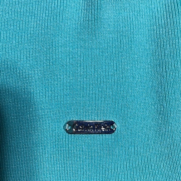 Calvin Klein Flirty Fitted Cold Shoulder Short Sleeve Sweater Aqua -M-#0007 - Picture 8 of 11